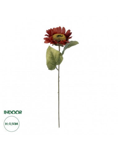 GloboStar® Artificial Garden RED SUNFLOWER  BRANCH 21114 Τεχνητό Διακοσμητικό Κλαδί Ηλιοτρόπιο Κόκκινο Y50cm