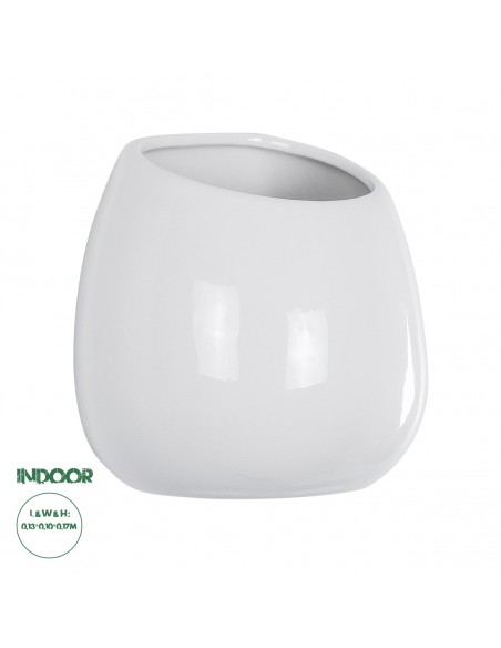 GloboStar® Artificial Garden GRENADA 20537 Διακοσμητικό Κεραμική Γλάστρα Λευκή Φ12 x Υ13