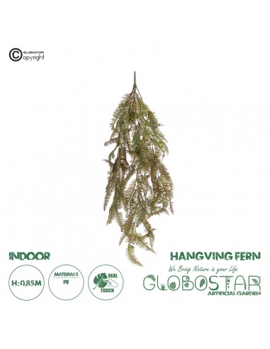 GloboStar® Artificial Garden HANGING FERN BRANCH  20832 Τεχνητό Διακοσμητικό Κρεμαστό κλαδί Φτέρης Μ30 x Π8 x Υ87cm