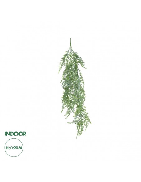 GloboStar® Artificial Garden HANGING FERN 20863 Τεχνητό Διακοσμητικό Κρεμαστό Φυτό Φτέρη Μ28 x Π15 x Υ90cm