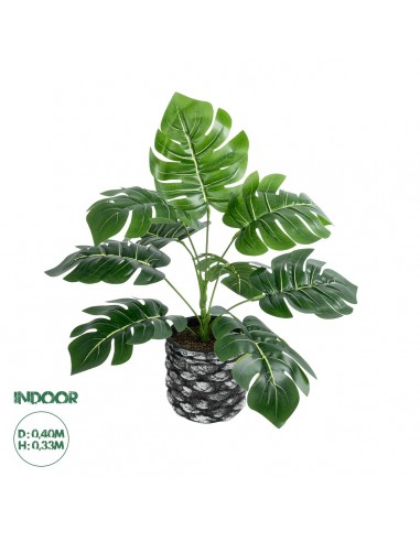 GloboStar® Artificial Garden MONSTERA 20893 Τεχνητό Διακοσμητικό Φυτό Μονστέρα Φ40 x Υ33cm