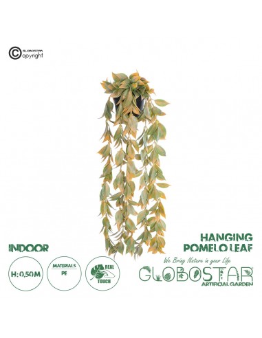 GloboStar® Artificial Garden HANGING POMELO LEAF 20871 - Τεχνητό Κρεμαστό Διακοσμητικό Φυτό Φύλλο Πομέλο  Φ17 x Y50cm