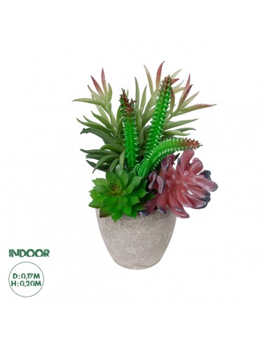 GloboStar® Artificial Garden SUCCULENT VARIUS PLANT POTTED 21039 Διακοσμητικό Φυτό Μίξ Μ17 x Υ20cm