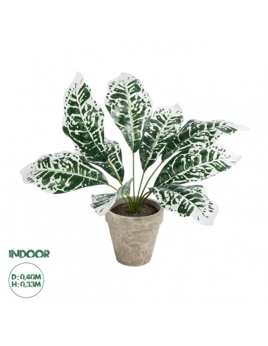 GloboStar® Artificial Garden WHITE AGLAONEMA POTTED PLANT 20903 Διακοσμητικό Φυτό Λευκό Αγλαόνημα Φ40 x Υ33cm