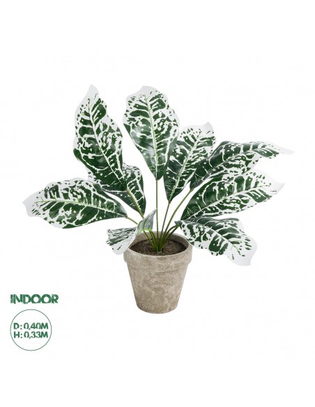 GloboStar® Artificial Garden WHITE AGLAONEMA POTTED PLANT 20903 Διακοσμητικό Φυτό Λευκό Αγλαόνημα Φ40 x Υ33cm
