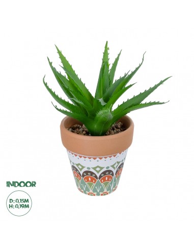 GloboStar® Artificial Garden SUCCULENT ALOE POTTED PLANT 21054 Διακοσμητικό Φυτό Αλόη  Φ15 x Υ19cm