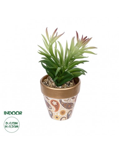 GloboStar® Artificial Garden SUCCULENT CRASSULA POTTED PLANT 21046 Διακοσμητικό Φυτό Κρασούλα  Φ12 x Υ20cm