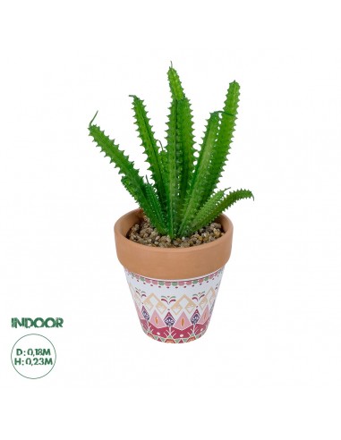 GloboStar® Artificial Garden SUCCULENT EUPHORBIA POTTED PLANT 21052 Διακοσμητικό Φυτό Ευφορβία Φ18 x Υ23cm