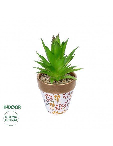 GloboStar® Artificial Garden SUCCULENT ALOE POTTED PLANT 21044 Διακοσμητικό Φυτό Αλόη Φ12 x Υ16cm