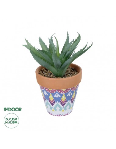 GloboStar® Artificial Garden SUCCULENT ALOE POTTED PLANT 21053 Διακοσμητικό Φυτό Αλόη  Φ15 x Υ19cm