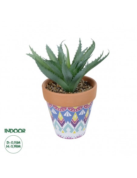 GloboStar® Artificial Garden SUCCULENT ALOE POTTED PLANT 21053 Διακοσμητικό Φυτό Αλόη  Φ15 x Υ19cm
