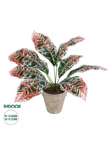 GloboStar® Artificial Garden RED AGLAONEMA POTTED PLANT 20901 Διακοσμητικό Φυτό Κόκκινο Αγλαόνημα Φ40 x Υ33cm