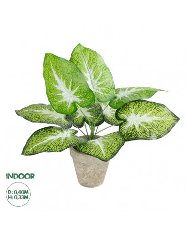 GloboStar® Artificial Garden CALADIUM POTTED PLANT 20894 Διακοσμητικό Φυτό Καλάντιουμ Φ40 x Υ33cm