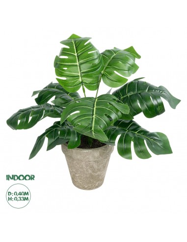 GloboStar® Artificial Garden MONSTERA POTTED PLANT 20895 Διακοσμητικό Φυτό Μονστέρα Φ40 x Υ33cm