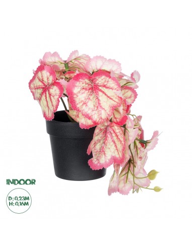 GloboStar® Artificial Garden RED BEGONIA PLANT 20948 Διακοσμητικό Φυτό Κόκκινη Μπιγόνια Φ23 x Υ16cm