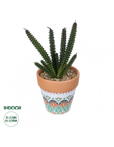 GloboStar® Artificial Garden SUCCULENT EUPHORBIA POTTED PLANT 21045 Διακοσμητικό Φυτό Ευφορβία Φ11 x Υ19cm