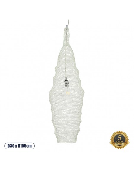 GloboStar® KENTUCKY 01907 Vintage Κρεμαστό Φωτιστικό Οροφής Μονόφωτο 1 x E27 AC220-240V IP20 - Φ30 x Υ105cm - Μπεζ Εκρού Μεταλλικό Πλέγμα