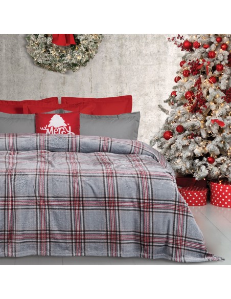 DAS HOME ΚΟΥΒΕΡΤΑ FLEECE 220Χ240 1362 GREY, RED