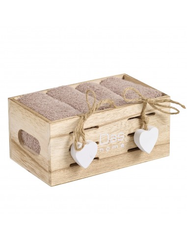 Σετ Λαβέτες σε καλαθάκι 4τμχ Soft 4008 Taupe