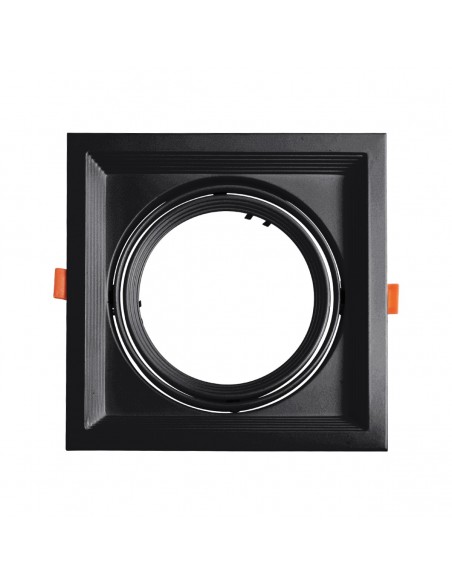 GloboStar® VITA 77853 Χωνευτό Κινούμενο Τετράγωνο Σποτ Οροφής για Λάμπα AR111 - IP20 - Χυτό Αλουμίνιο - Μ18 x Π18 x Υ4.5cm - Μαύρο - 5 Χρόνια Εγγύηση