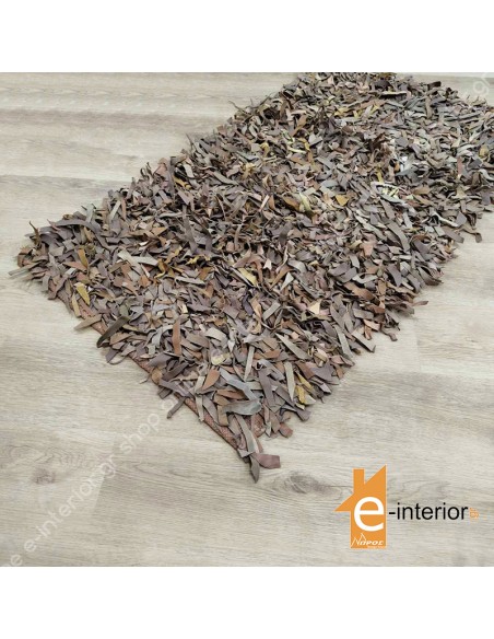 Δερμάτινο Χαλάκι Φουντωτό 70x140 - BROWN/BEIGE