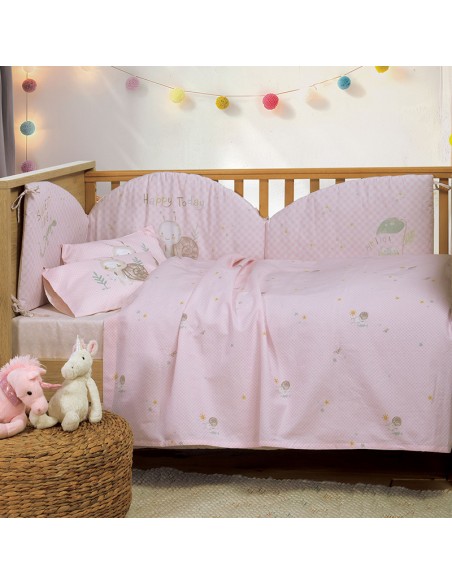 Σετ Σεντόνια Κούνιας 120x170 Cute Snail Pink