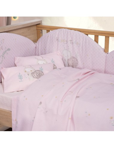 Σετ Σεντόνια Κούνιας 120x170 Cute Snail Pink