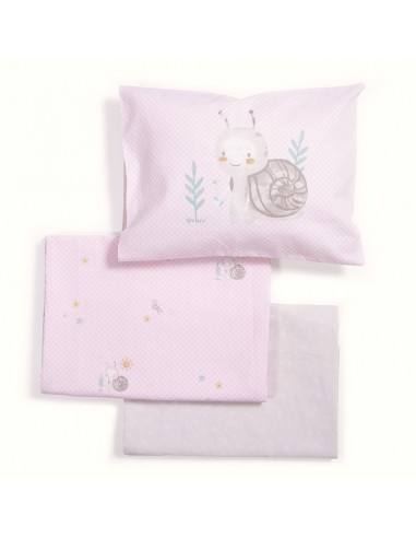 Σετ Σεντόνια Κούνιας 120x170 Cute Snail Pink