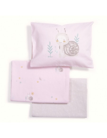 Σετ Σεντόνια Κούνιας 120x170 Cute Snail Pink