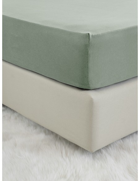 Σεντόνι Jersey Ημίδιπλο με Λάστιχο Για Στρώμα 120x200+40 - Tender Rock Green