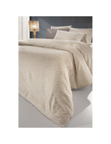 Σετ Σεντόνια Φανελένια Υπέρδιπλα Με Λάστιχο Για Στρώμα 165X200+35 Brenta Camel