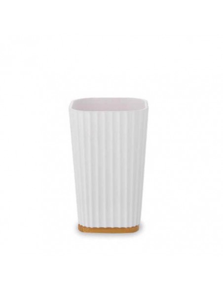 Ύδρα Ποτηροθήκη Μπάνιου Λευκή/Φυσικό Ξύλο