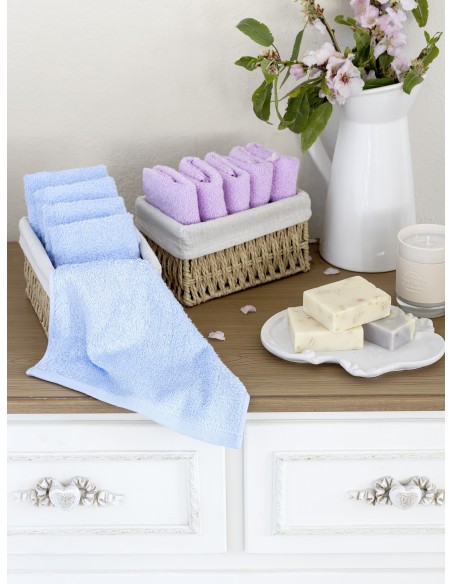 Καλαθάκι με 5 τεμάχια Λαβέτες - Bamboo Nest Light Blue