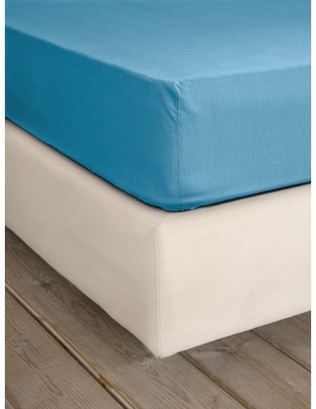 Σεντόνι Υπέρδιπλο με Λάστιχο Για Στρώμα 165x205+35 Unicolors - Petrol Blue