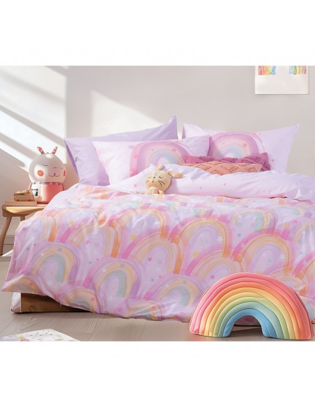 Σετ Σεντόνια Παιδικά 170X260 Water Rainbow Lilac