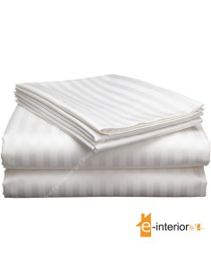 Σεντόνι Λευκό Sensei ρίγα 1cm Βαμβακοσατέν 245x290 | 100%...