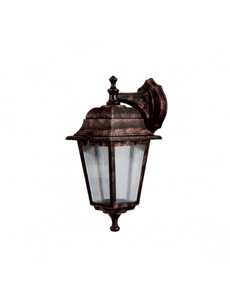 GloboStar® SOLME 203-0216 Vintage Επιτοίχιο Φωτιστικό Φαναράκι Μονόφωτο 1 x E27 IP44 Χάλκινο Πλαστικό Σώμα - Μ19 x Π15 x Υ35cm