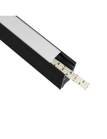 GLOBOSTAR® ALP-LINEAR LUMILINE 61764-3M Επιφανειακό / Κρεμαστό Προφίλ Αλουμινίου με Λευκό Γαλακτερό Πατητό Κάλυμμα για Ταινίες LED IP20 - Μαύρο Ματ - Μ300 x Π3.5 x Υ7cm