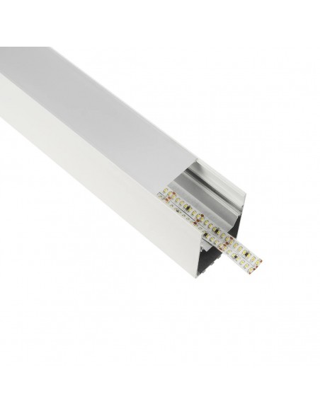 GLOBOSTAR® ALP-LINEAR BRIGHTRAIL 61774-3M Επιφανειακό / Κρεμαστό Προφίλ Αλουμινίου με Λευκό Γαλακτερό Πατητό Κάλυμμα για Ταινίες LED IP20 - Λευκό Ματ - Μ300 x Π5 x Υ7.5cm