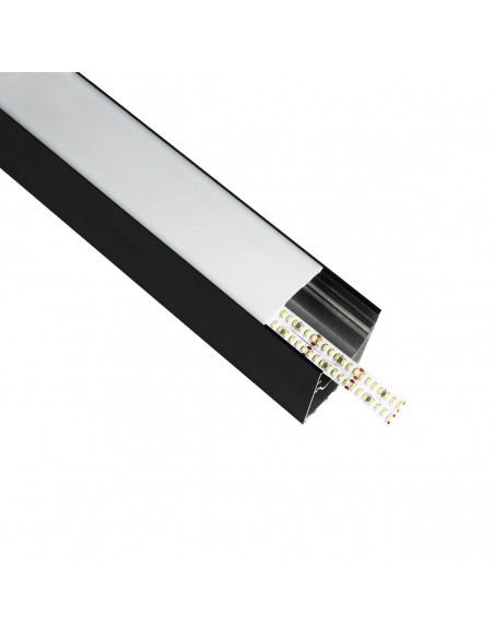GLOBOSTAR® ALP-LINEAR BRIGHTRAIL 61775-3M Επιφανειακό / Κρεμαστό Προφίλ Αλουμινίου με Λευκό Γαλακτερό Πατητό Κάλυμμα για Ταινίες LED IP20 - Μαύρο Ματ - Μ300 x Π5 x Υ7.5cm