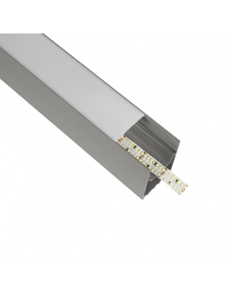 GLOBOSTAR® ALP-LINEAR BRIGHTRAIL 61776-3M Επιφανειακό / Κρεμαστό Προφίλ Αλουμινίου με Λευκό Γαλακτερό Πατητό Κάλυμμα για Ταινίες LED IP20 - Γκρι Ανθρακί Ματ - Μ300 x Π5 x Υ7.5cm
