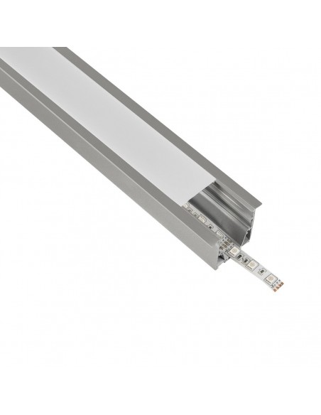 GLOBOSTAR® ALP-LINEAR RECESSA 61787-3M Χωνευτό Προφίλ Αλουμινίου με Λευκό Γαλακτερό Πατητό Κάλυμμα για Ταινίες LED IP20 - Γκρι Ανθρακί Ματ - Μ300 x Π3.5 x Υ4cm