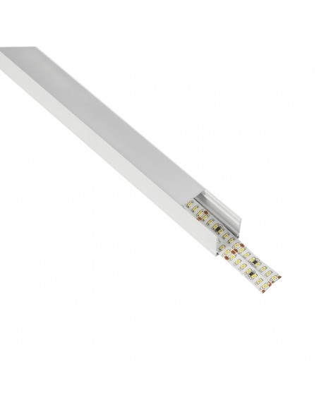 GLOBOSTAR® ALP-LINEAR GLOWTRACK 61796-3M Επιφανειακό Προφίλ Αλουμινίου με Λευκό Γαλακτερό Πατητό Κάλυμμα για Ταινίες LED IP20 - Λευκό Ματ - Μ30 x Π2 x Υ2cm - Πακέτο 5 Τεμαχίων