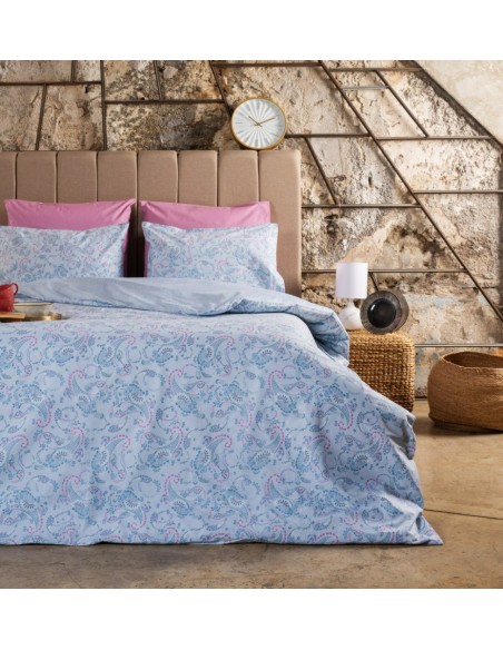 Σεντόνια Σετ "Luna" Lily Blue - Γίγας λάστιχο (1x265x280, 205x220+30 +2 μαξ. 50×70)
