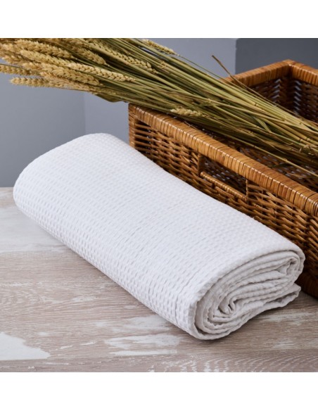 Κουβέρτα Μονόχρωμη Πικέ Summer Line CVC - L. Beige, 200x265