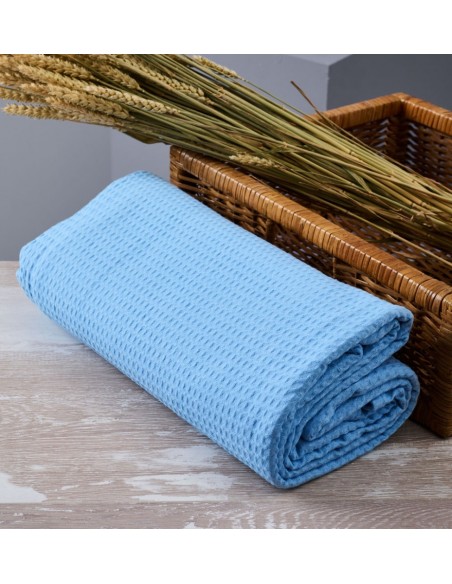 Κουβέρτα Μονόχρωμη Πικέ Summer Line CVC - L.Blue, 170x265
