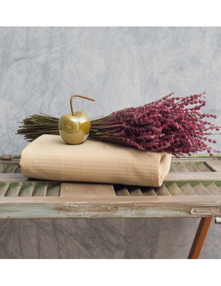 Κουβέρτα Μονόχρωμη Πικέ Summer Line Βαμβακερή - Ivory, 170x260