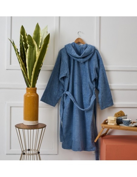 Μπουρνούζι με Κουκούλα Pure Cotton - Blue, Large