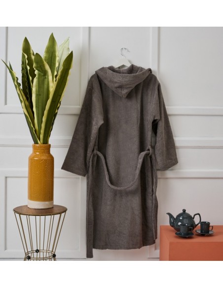 Μπουρνούζι με Κουκούλα Pure Cotton - Grey, Extra Large