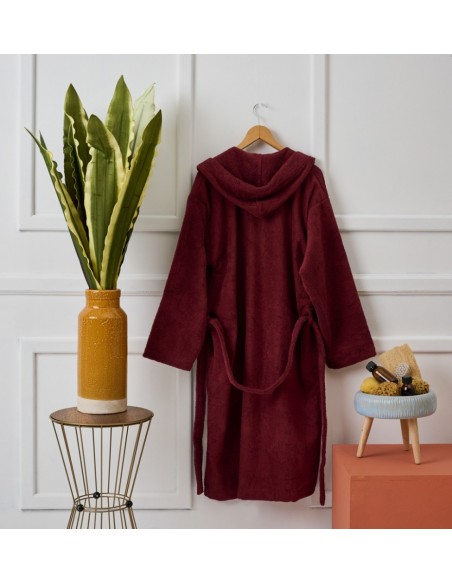 Μπουρνούζι με Κουκούλα Pure Cotton - Burgundy, Medium